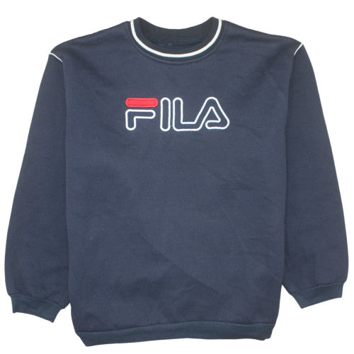 Fila Men Blue Crew Neck Regular Fit Logo Sweatshirt M