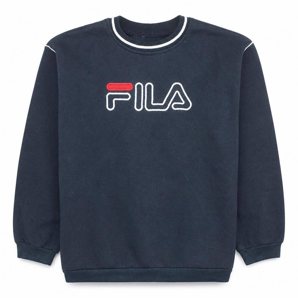 Front view of Fila Men Blue Crew Neck Regular Fit Logo Sweatshirt M