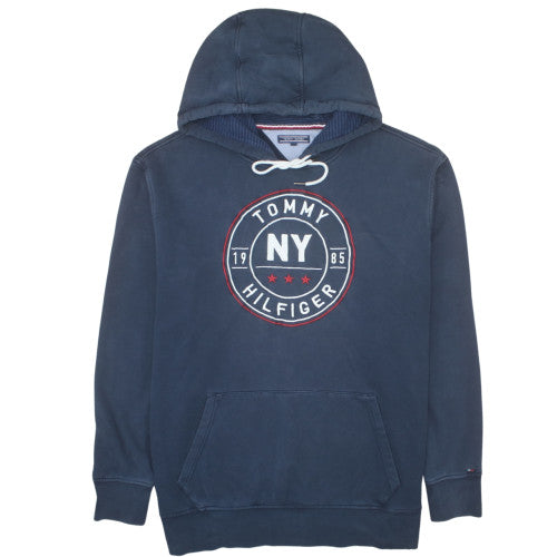 Tommy Hilfiger Men's Blue Pullover Hoodie Size M NY Logo Sweatshirt
