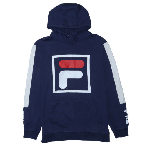 Fila Men’s Blue Pullover Hoodie L Sports Logo Graphic Sweatshirt