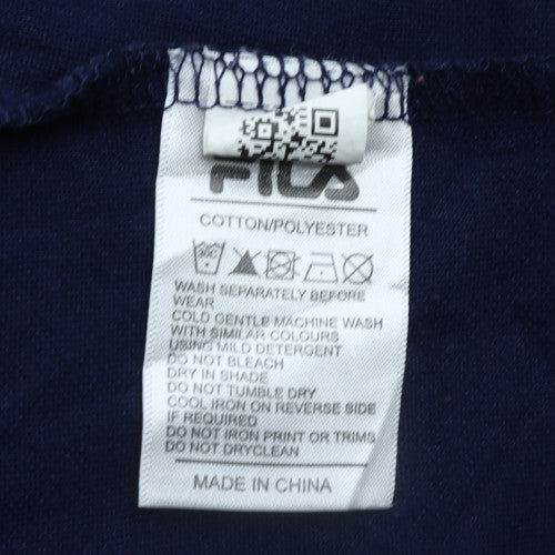 Fila Men’s Blue Pullover Hoodie L Sports Logo Graphic Sweatshirt