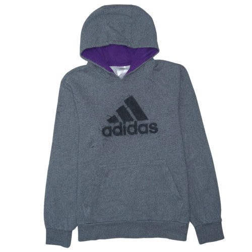 Adidas Men's Grey Hoodie Medium Pullover Logo Cotton Blend