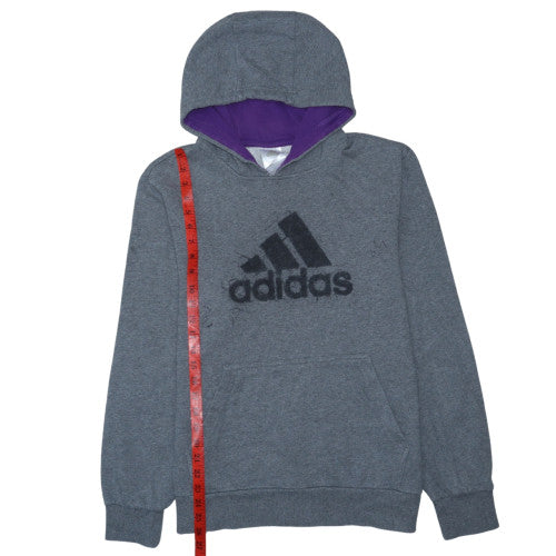 Adidas Men's Grey Hoodie Medium Pullover Logo Cotton Blend