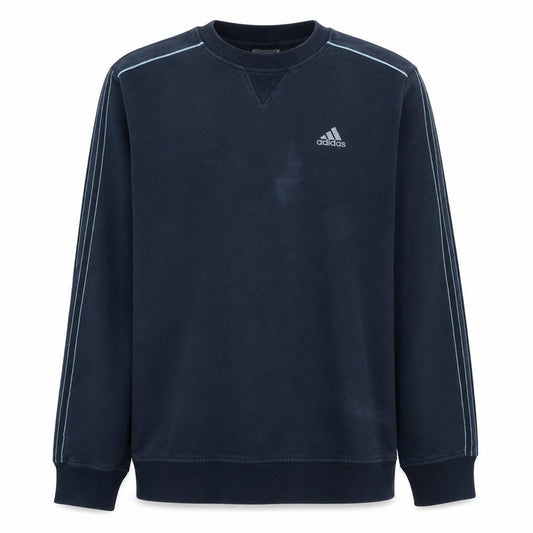 Front view of Adidas Men's Blue Crew Neck Pullover Sweatshirt L Sports Fleece