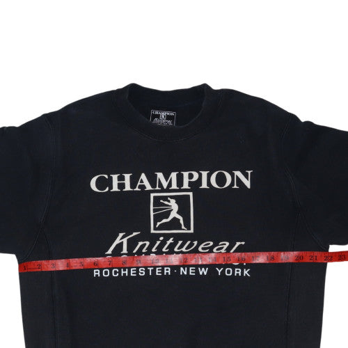 Champion Men’s Black Pullover Sweatshirt S Retro Embroidered Logo