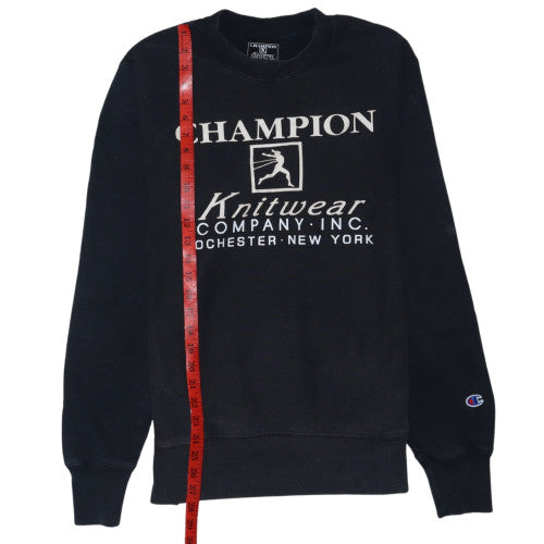 Champion Men’s Black Pullover Sweatshirt S Retro Embroidered Logo