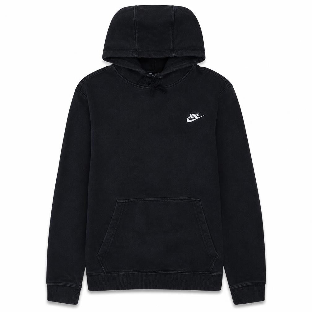 Front view of Nike Men's Black Pullover Hoodie M Logo Fleece Sweatshirt
