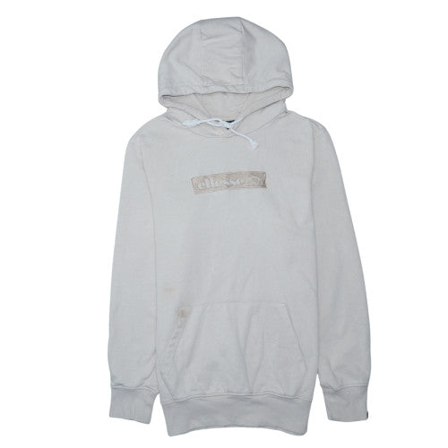 Ellesse Men's Beige Pullover Hoodie UK S Logo Cotton Blend