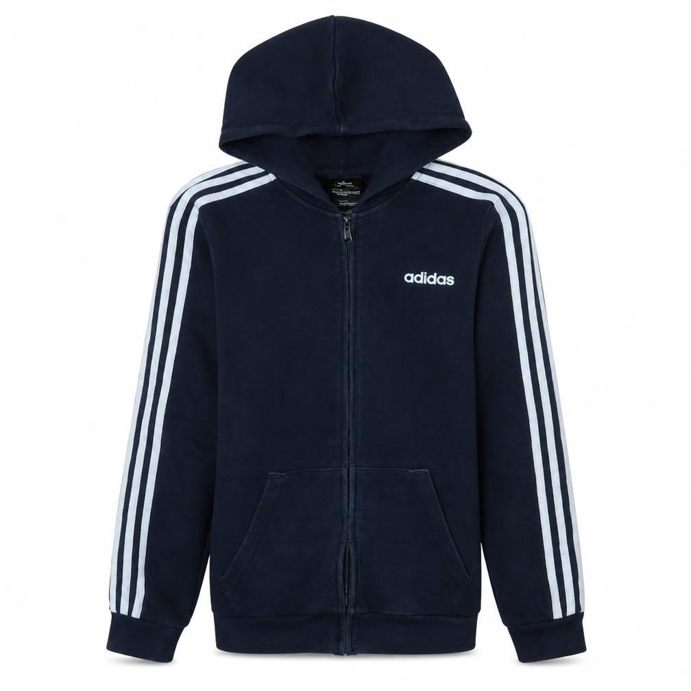 Front view of Adidas Men’s Blue Full Zip Hooded Sweatshirt S Regular Fit