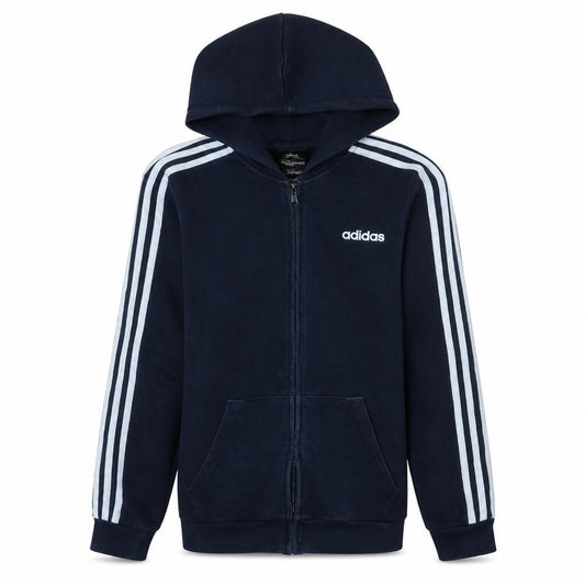 Front view of Adidas Men’s Blue Full Zip Hooded Sweatshirt S Regular Fit
