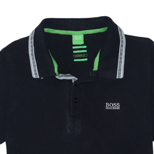 Hugo Boss Men's Black Modern Fit Cotton Polo Shirt Size L