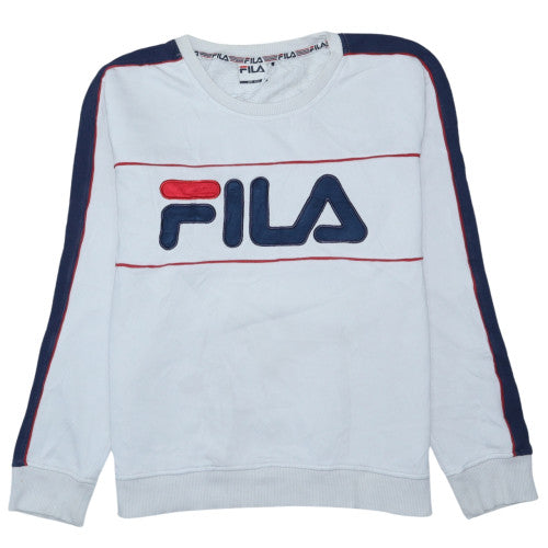 FILA Men's White Crew Neck Logo Sweatshirt Size L Regular Fit