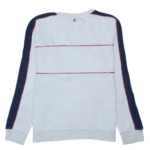FILA Men's White Crew Neck Logo Sweatshirt Size L Regular Fit