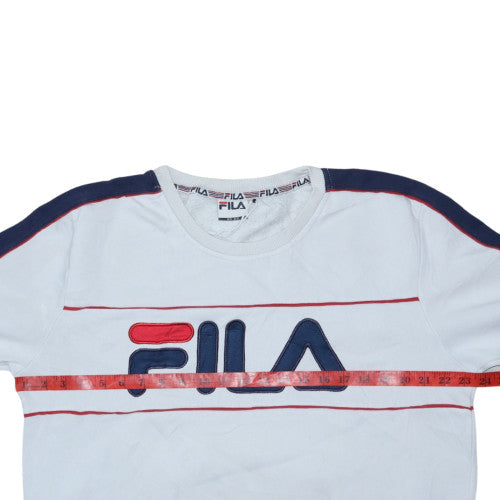 FILA Men's White Crew Neck Logo Sweatshirt Size L Regular Fit