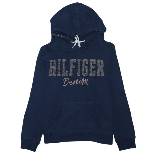 Tommy Hilfiger Boys Navy Pullover Hoodie M Cotton Blend Lined Casual