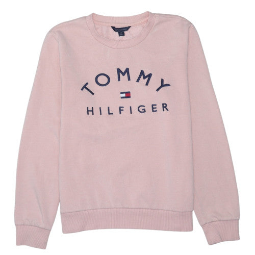 Tommy Hilfiger Women Pink Cotton Blend Sweatshirt Size M Crew Neck