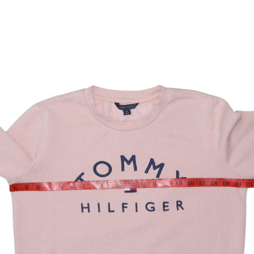 Tommy Hilfiger Women Pink Cotton Blend Sweatshirt Size M Crew Neck