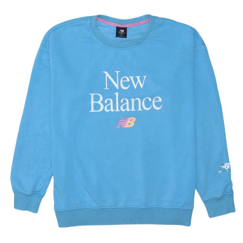 New Balance Women Blue Cotton Blend Crew Neck Sweatshirt Size M