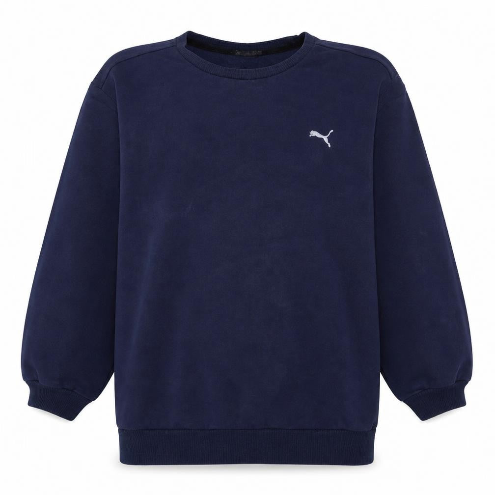 Front view of Puma Men's Blue Crew Neck Pullover Sweatshirt, size M
