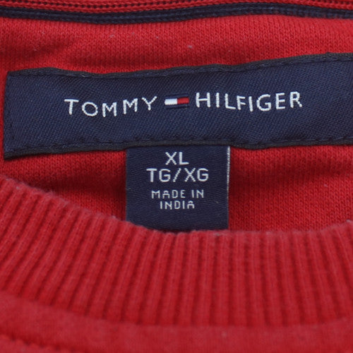 Tommy Hilfiger Men's Red XL Pullover Sweatshirt Crew Neck Logo