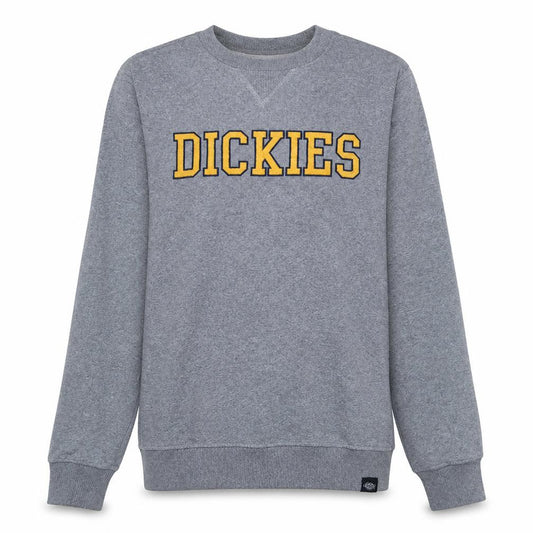 Front view of Dickies men’s grey crew neck pullover sweatshirt xs