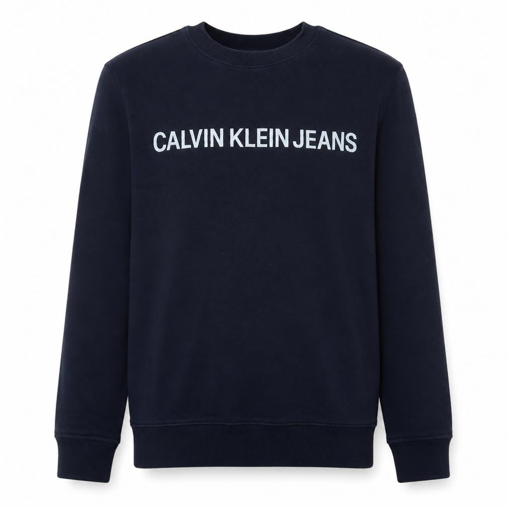Front view of Calvin Klein Jeans Men's Blue XS Pullover Sweatshirt