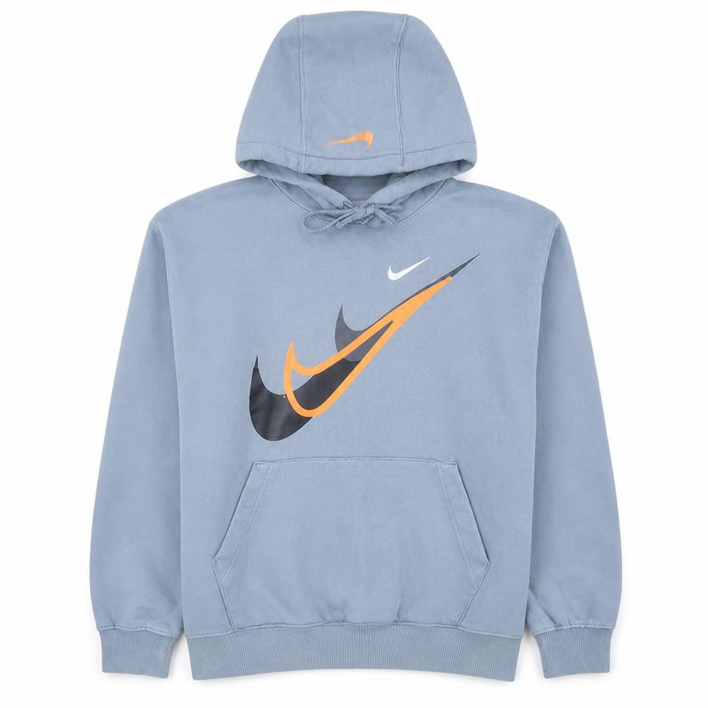 Front view of Nike Men’s Blue Pullover Hoodie M Graphic Logo Sportswear