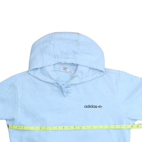 Adidas Mens Blue Pullover Hoodie M Regular Fit Logo Fleece
