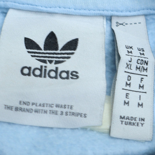 Adidas Mens Blue Pullover Hoodie M Regular Fit Logo Fleece