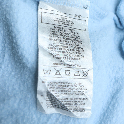 Adidas Mens Blue Pullover Hoodie M Regular Fit Logo Fleece