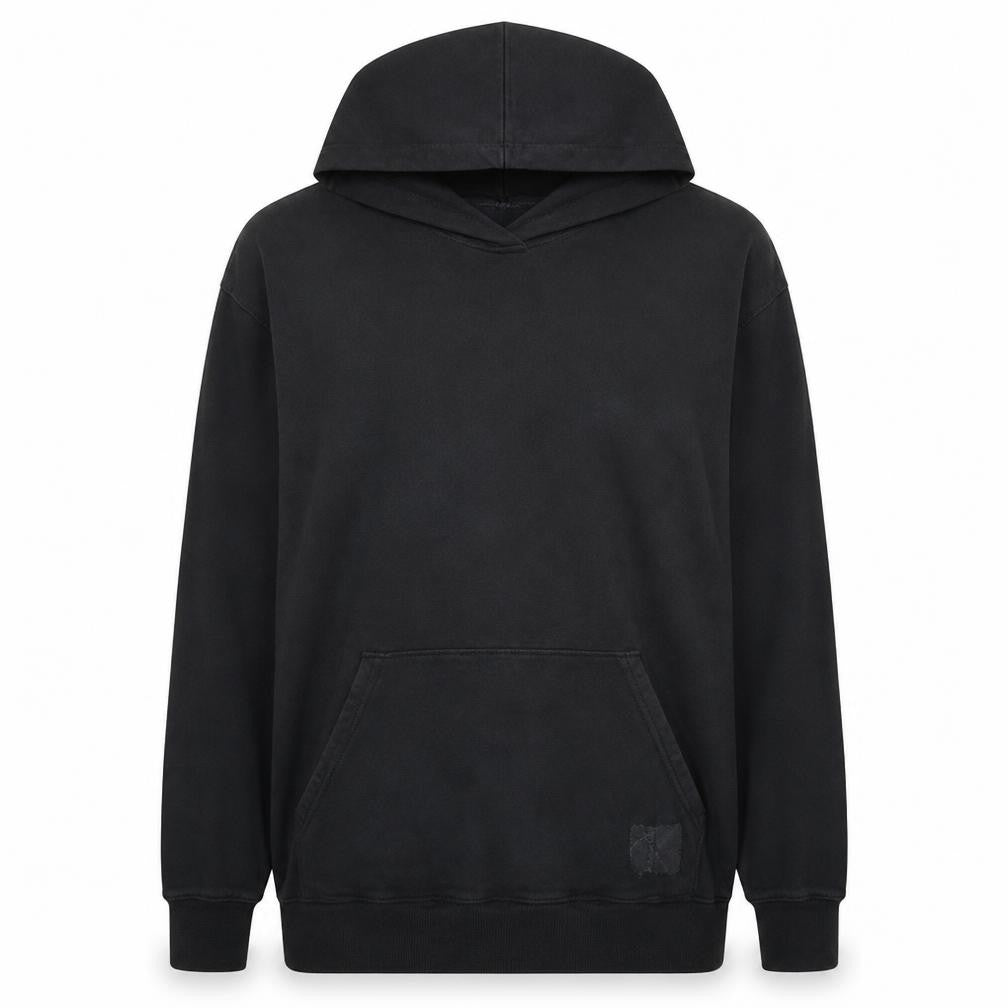 Front view of Calvin Klein Women’s Black Pullover Hoodie, size S, Cotton Blend
