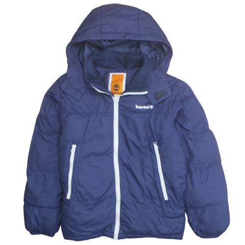 Timberland Boys Blue Hooded Puffer Jacket Size 12 Years Winter Coat