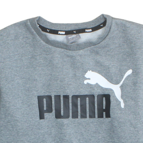 Puma Boys Grey Sweatshirt 13-14 Years Crew Neck Pullover Fleece Logo Top