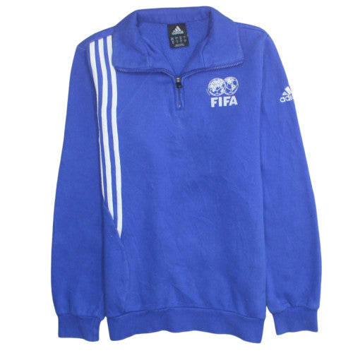 Adidas Mens Blue FIFA 1/4 Zip Sweatshirt Small Sports Logo