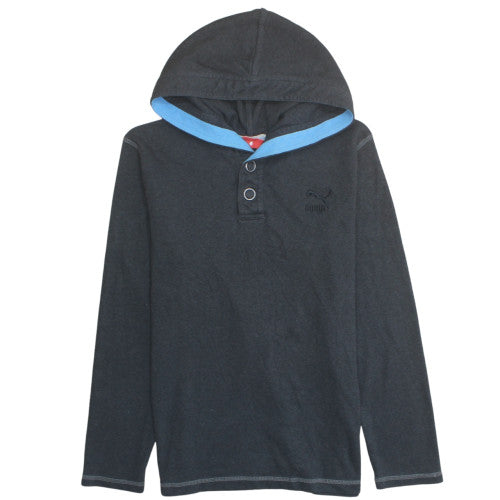 Puma Men's Black S Henley Hoodie Lightweight Hooded Top