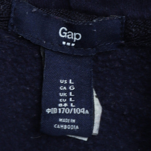 GAP Women Navy Blue Full Zip Hoodie Size L Cotton Blend Casual