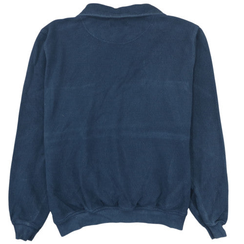 Fred Perry Men's Blue XL 1/4 Zip Cotton Logo Pullover Sweatshirt