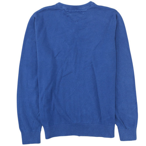 Tommy Hilfiger Men’s Blue V-Neck Cotton Jumper Size L Classic Knit