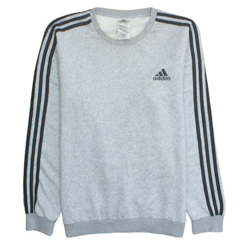 Adidas Mens Grey Pullover Sweatshirt L Crew Neck Fleece Sports Top