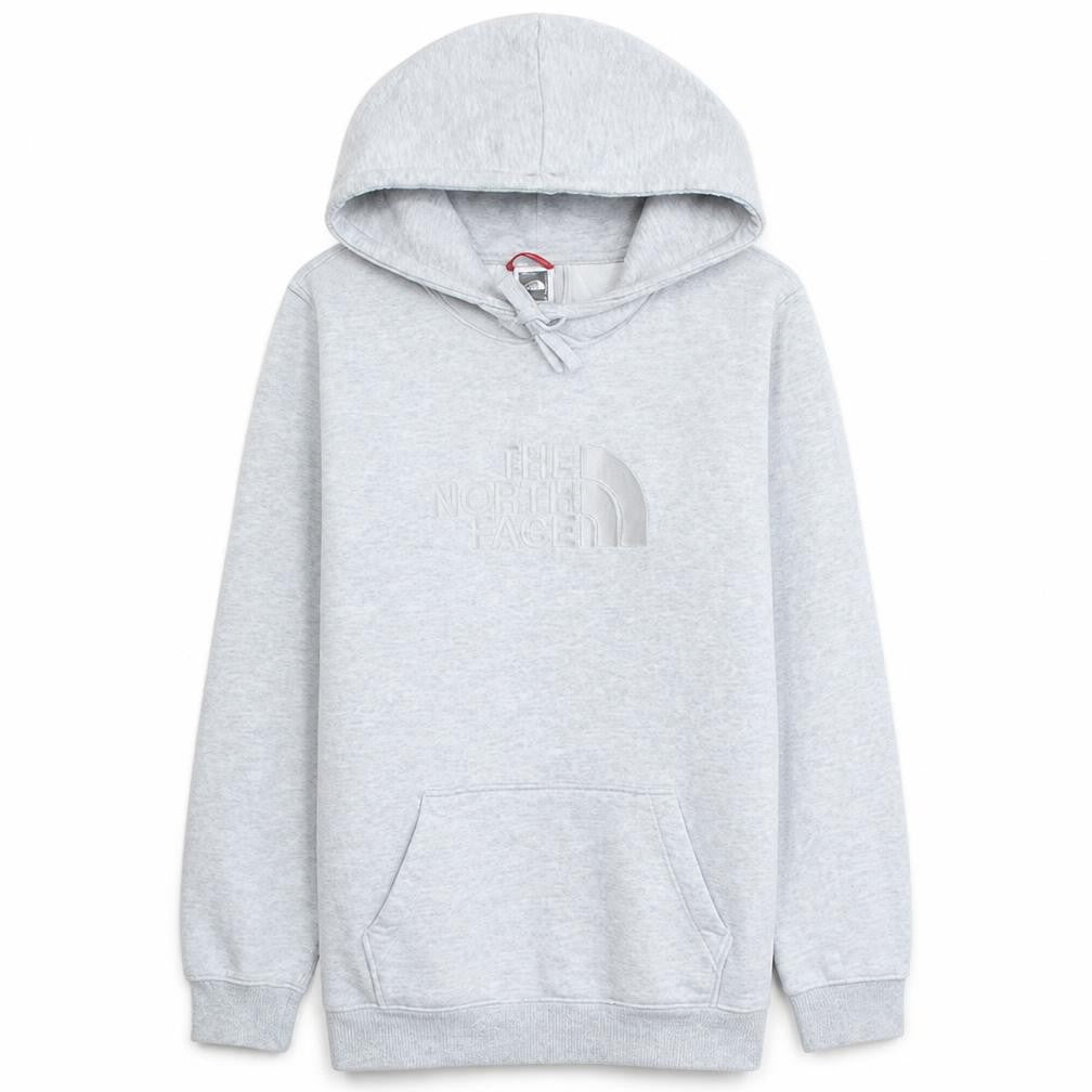 The North Face Unisex Grey Pullover Hoodie L Fleece Cotton Blend