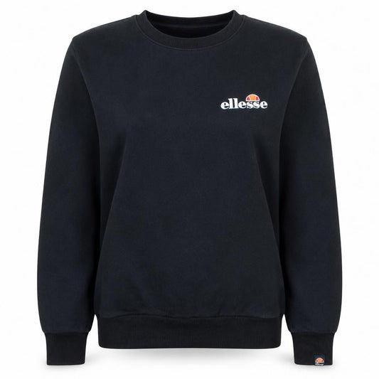 Front view of Ellesse women’s black crew neck pullover sweatshirt uk 12