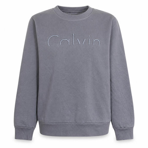 Calvin Klein Boys Grey Cotton Blend Crew Neck Pullover Sweatshirt L