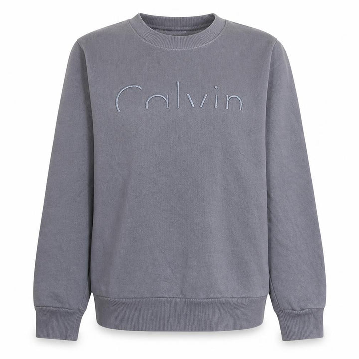 Calvin Klein Boys Grey Cotton Blend Crew Neck Pullover Sweatshirt L