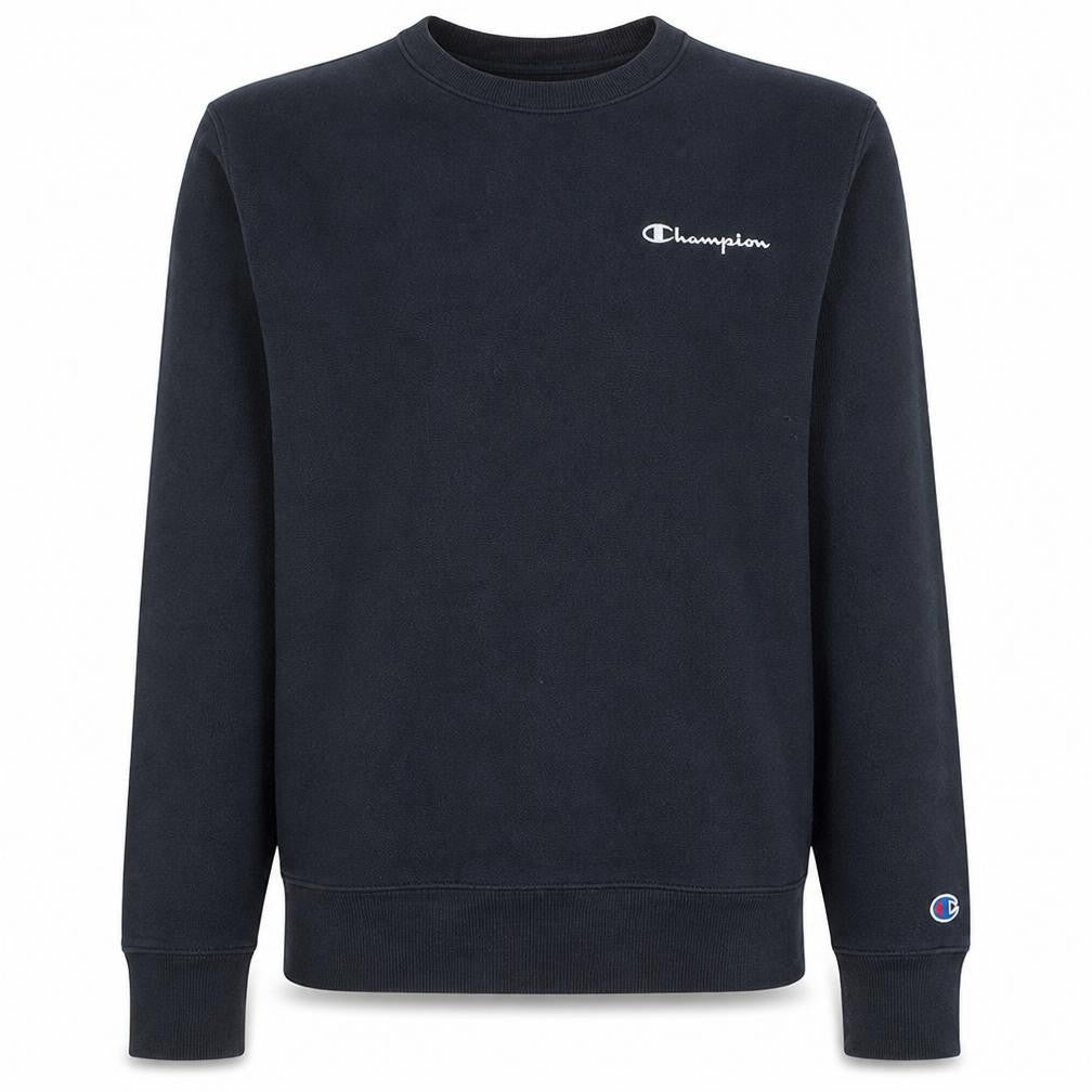 Front view of Champion Men's Black Small Pullover Crew Neck Sweatshirt