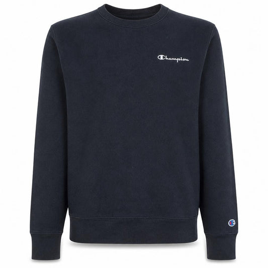 Front view of Champion Men's Black Small Pullover Crew Neck Sweatshirt