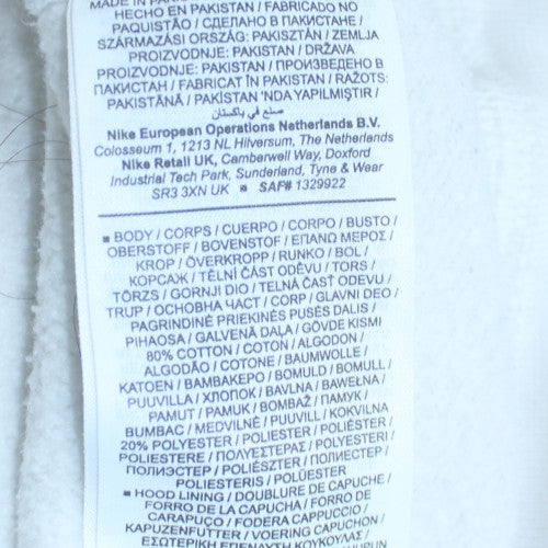 Nike Men's White Pullover Hoodie L Hooded Fleece Sweatshirt