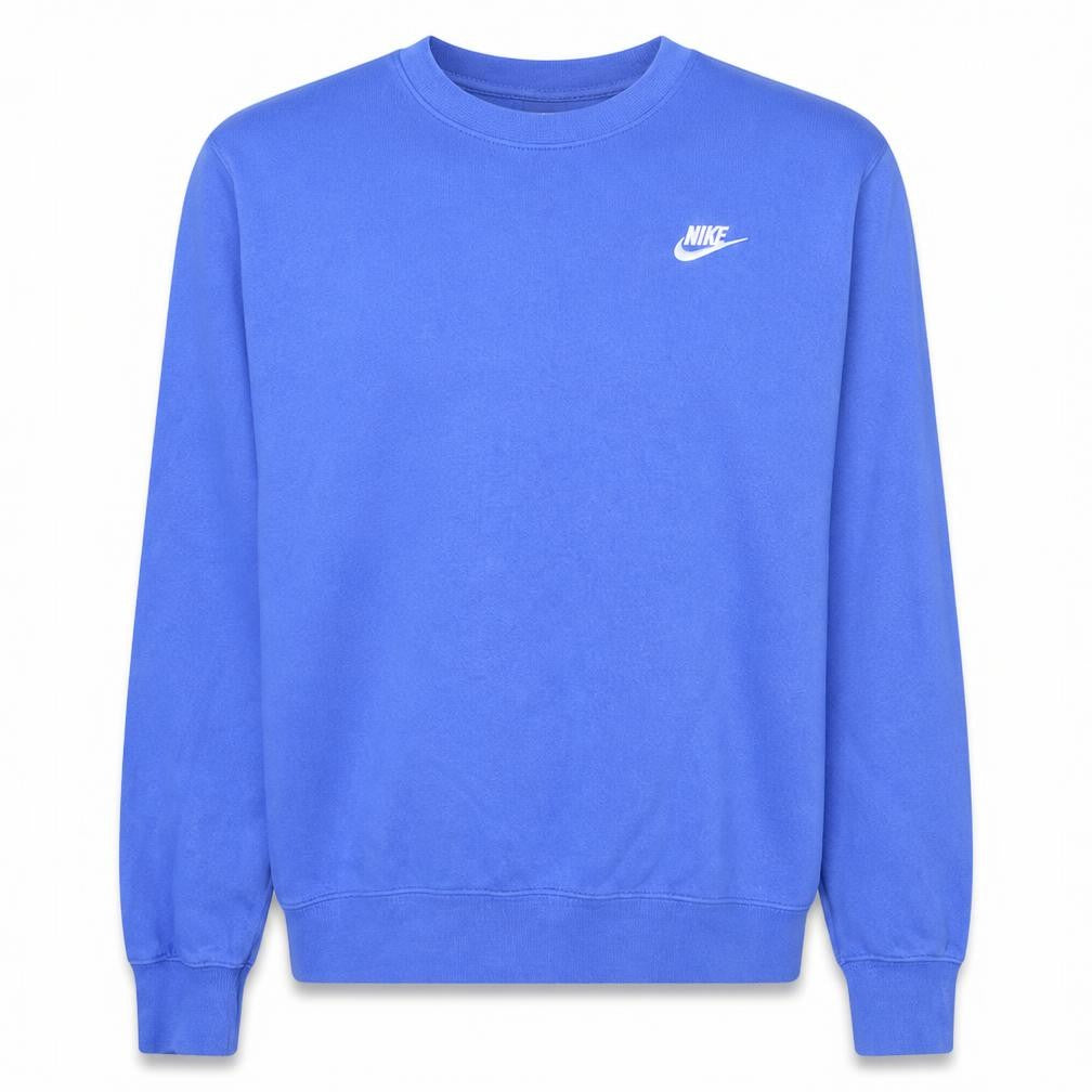 Front view of Nike Men's Blue Crew Neck Fleece Sweatshirt M Pullover