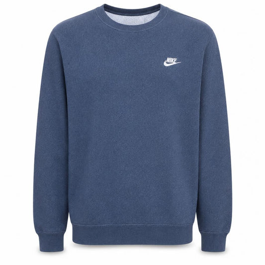Front view of Nike Men's Blue Crew Neck Fleece Sweatshirt, size M