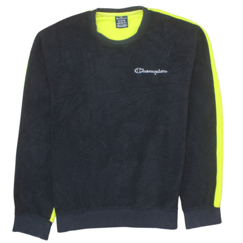 Champion Mens Black Neon Pullover Sweatshirt Medium Fleece Logo