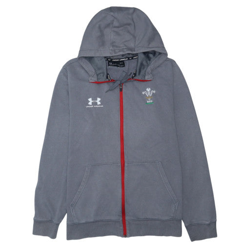 Under Armour Men's Grey Full Zip Hoodie WRU Logo Size L